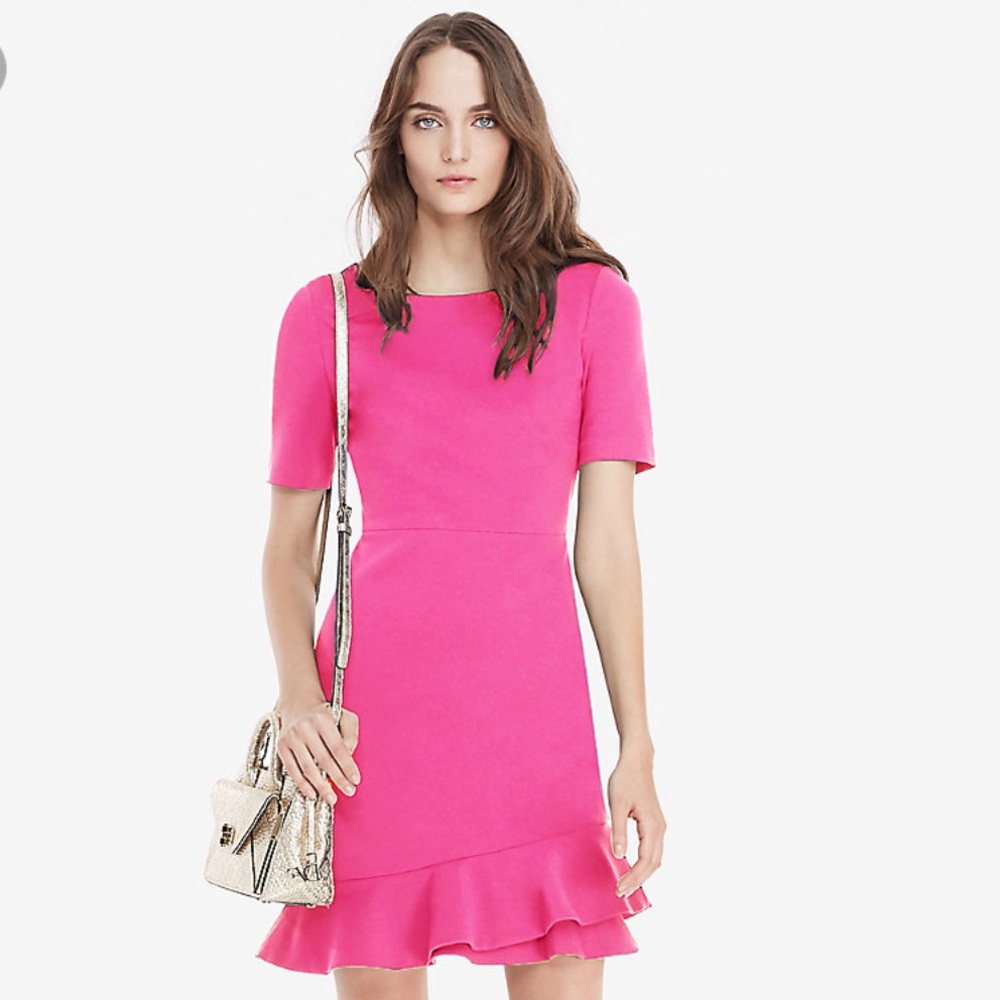 NWT, DVF pink dress with ruffle
